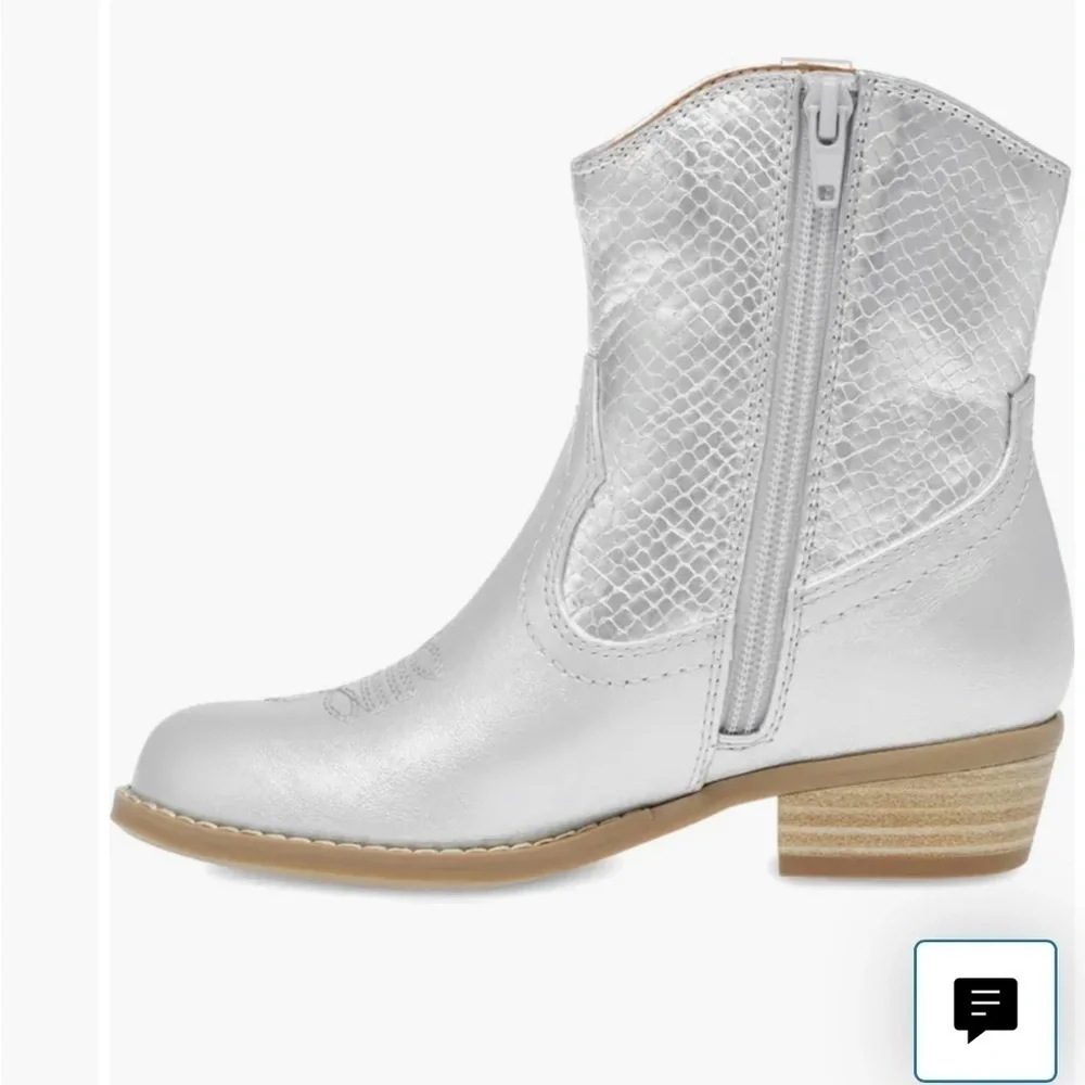 DV by Dolce Vita Kids' Lucia Western Boot SILVER, Size 3 M NWT